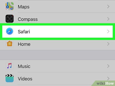 Шаг 3 Прокрутите страницу вниз и нажмите Safari.